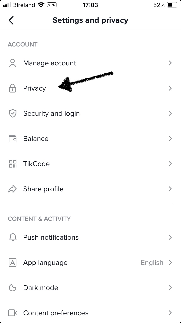 TikTok, request code, setting up privacy, TikTok define your interests